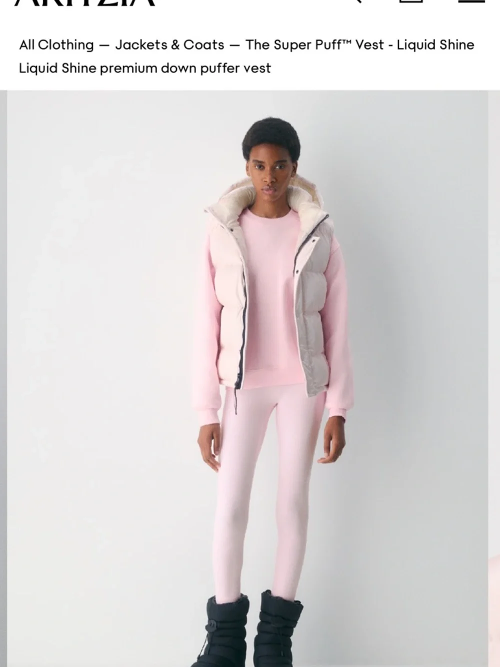 Aritzia Super Puff Vest in Light Pink - Picture 4 of 4